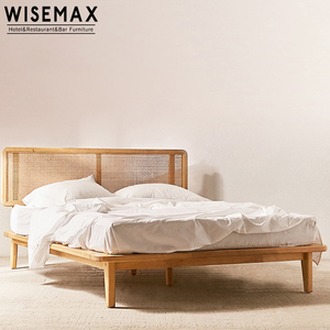 WISEMAX FURNITURE Set di Mobili per Camera da Letto in Stile <span class=keywords><strong>Classico</strong></span> Moderno, Letto King Size con Struttura in Legno Massello e Testiera in Rattan - Product Image 2