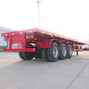 La Chine <span class=keywords><strong>3</strong></span>-Axle 13m 20FT 48FT Conteneur de cargaison à plat en acier semi-<span class=keywords><strong>remorque</strong></span> de <span class=keywords><strong>voiture</strong></span> à lit plat pour le transport - Product Image 5