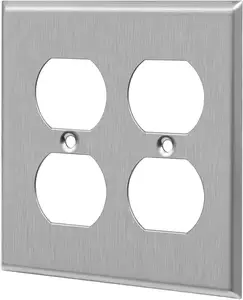 American 2 Gang GFCI Receptacle Socket Light Toggle Switch Decorator Flat Plate Metal Stainless Steel Wall Plate Cover