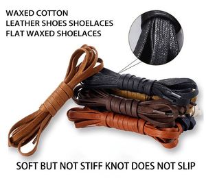 Premium 7mm Wide Cotton Waterproof Flat Waxed Shoelaces for <b>Boots</b>/Leather Shoes/Dress Shoes & Shoes Rope Strings - Product Image 2
