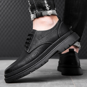 Men's Genuine Leather Oxfords <b>Round</b> Toe Spring Office Dress Shoes Lace-up Rubber Outsole <b>Cushioned</b> Comfort Casual Business Style - Product Image 4