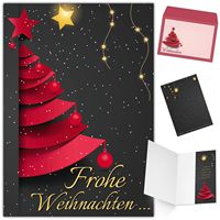 Tarjeta de Felicitación Navideña 3D con Diseño de Árbol de Navidad Semi-Oculto, Tarjeta Plegable en Forma de Sobre, Papel Ecológico, Tamaño Personalizado