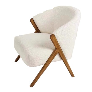 Orangefurn Nordic White Minimalist Style Living Room <strong>Chair</strong> Tufted Solid Wood Base Fabric Cushion <strong>Cover</strong> for Hotels and Leisure - Product Image 1