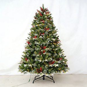 Albero di Natale Invernale Innevato con Pigne e Bacche, Supporto Robusto per Atmosfera Festiva Rustica - Product Image 1