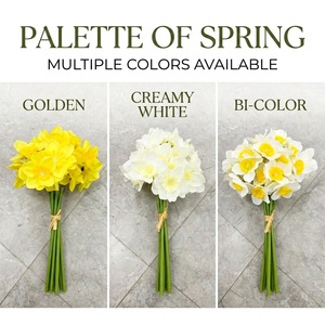 Bouquets de narcisses artificiels Guanyi, fleurs en soie blanches et jaunes, décorations pour mariage et maison - Product Image 2