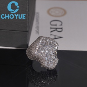 Iced Out Lab Diamond <b>Cross</b> <b>Ring</b> Solid Sterling <b>Silver</b> 925 Gold Plated <b>Cross</b> Lad Grown Diamond <b>Ring</b> Hip Hop Jewelry - Product Image 2