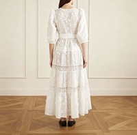 Robe longue personnalisable pour femme, élégante, décontractée, naturelle, respirante, col rond, avec nœud en dentelle et bretelles