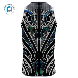 Tinh Khiết Maori paua Thiết Kế Throwback Bán Buôn Tùy Chỉnh Bóng Rổ <span class=keywords><strong>Singlets</strong></span> Người Đàn Ông Thăng Hoa In <span class=keywords><strong>Singlets</strong></span> Mặc Áo Sơ Mi - Product Image 3