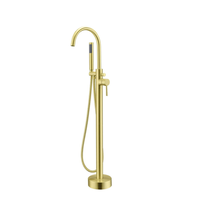 Robinet de baignoire autoportant moderne pour hôtel et villa, mitigeur de bain à poser au sol avec douchette à jet de massage en céramique