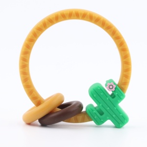 Cầu Vồng Silicone bé mọc răng vòng macrame đồ chơi mềm với rattle cho Nursery - Product Image 1