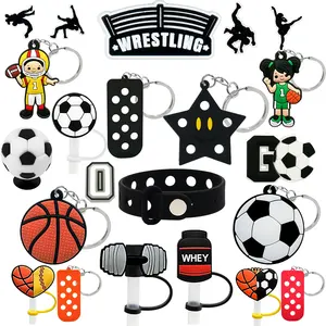 Hyb Kuaji Groothandel Custom 3d Pvc Sport Games Gloeien Basketbal Voetbal Sets Polsbandje Voor Schoen Charmes