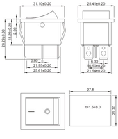 Interrupteur à bascule rouge JC-KCD4, alimentation d'usine, 25*31mm, 250V, 6A, 4 broches, 2 positions, capuchon rouge avec LED rouge, marche/arrêt