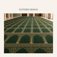 Tapis en laine et nylon jacquard lavable antidérapant fabriqué à la machine pour mosquée, tapis de prière musulman à poils longs de 15 mm pour salle de prière Masjid