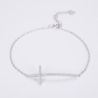 Bracelet à breloques unisexe en argent sterling 925 plaqué rhodium et zircon pour femmes pour fête et cadeau