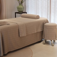 Parure de lit de salon de beauté de haute qualité en jacquard kaki, design tendance, draps épais pour massage et spa, couvre-lit
