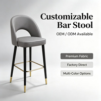 Tabouret de bar moderne de luxe en cuir PU, dossier creux, pieds en métal doré, pour cuisine, café, bar à domicile