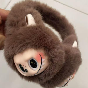 Penutup telinga anak-anak Beruang Super lembut hangat vinil wajah jaring merah untuk putri boneka mewah kartun 40K - Product Image 4