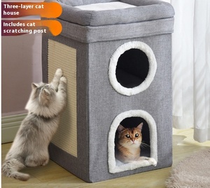 เตียงแมวพับได้อบอุ่น<span class=keywords><strong>2</strong></span><span class=keywords><strong>ชั้น</strong></span>ขายร้อนคอนโดแผ่นกันรอยขีดข่วนปุ่มสากลสี่ฤดูเตียงสัตว์เลี้ยงในร่มสำหรับใช้ชีวิต - Product Image 5