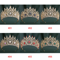 Couronnes en filigrane doré avec cristaux rouges, diadèmes de luxe en strass en forme de goutte d'eau pour femmes, couronnes de reine pour concours de beauté, mariages et bals de promo