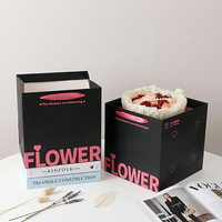Sac carré à fleurs tendance, sac à main pour bouquet floral, sac en papier DIY, emballage de fleurs en carton imperméable, fabricant en gros