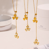 Collier à pampilles réglable en nacre naturelle avec motif de fleur en cœur en acier inoxydable pour femme sous-titre