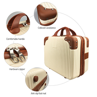 Valise de voyage à main, mini-coffre sans roulettes, valise rétro, vintage, mignonne, grande capacité, fermeture éclair, ABS durable, sacs cosmétiques