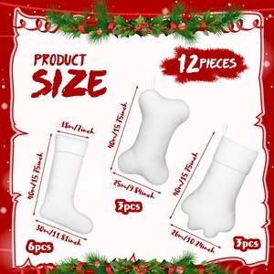 Calcetines de Navidad Lisos para Sublimación, Artículos Blancos para Sublimación, Diseño de Hueso de Perro y Pata de Gato, Calcetines Blancos para Sublimación, Calcetines Colgantes para Sublimación - Product Image 2