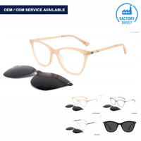 Montures à clipser œil de chat en acétate avec verres polarisés UV400 TAC, branches métalliques, lunettes optiques, vente en gros, personnalisables