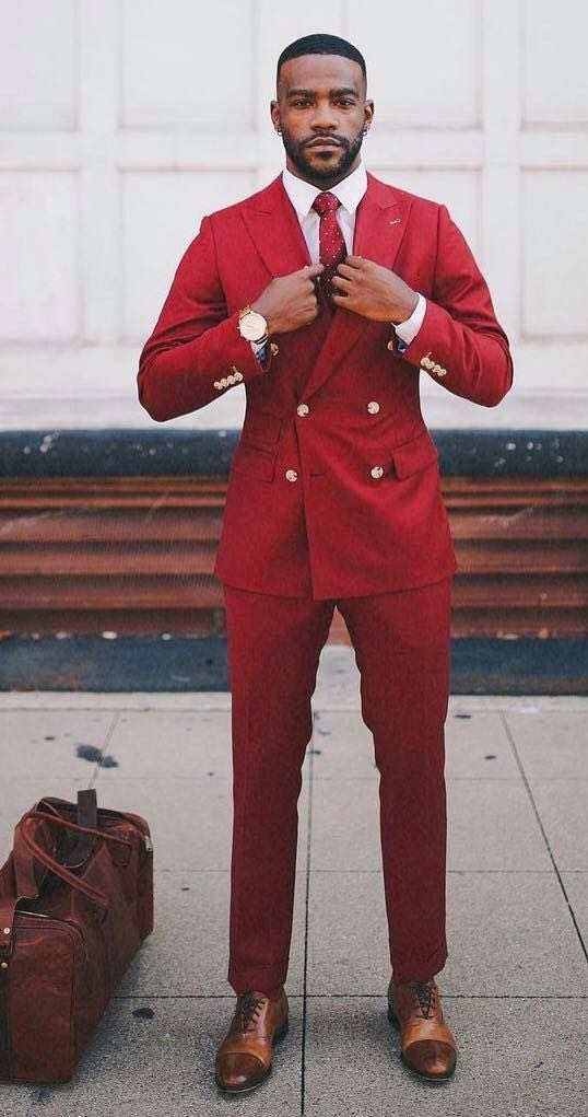 Abito da uomo elegante bordeaux rosso Homme abiti da uomo pezzi