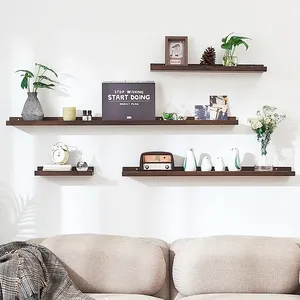 Estante de baño de madera Premium, estante de cocina para cuarto de ducha montado en la pared, almacenamiento de cosméticos, estante de pared de entrada multiusos, <span class=keywords><strong>tabique</strong></span> sólido - Product Image 6