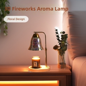 LANJO 3D Fireworks Lamp Shade Aroma Lamp Floral Design Electric Candle Warmer Brass Tabletop Aromatherapy Light Indoor Decor - Product Image 1