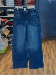 Jeans à <span class=keywords><strong>taille</strong></span> <span class=keywords><strong>haute</strong></span> et jambes larges pour femmes, <span class=keywords><strong>pantalon</strong></span> en denim délavé vintage pour un style décontracté au quotidien - Product Image 6