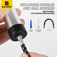 BAIMEI Bomba de Aire Manual Mini de Aleación de Aluminio con Agujas, Bomba de Bolas de Uso Diario con Sistema de Inflado de Empuje y Tracción y Agujas
