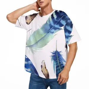 Polynesian island style tropical design bird feather elements Fashion men's plus-size custom printed T-shirts wholesale