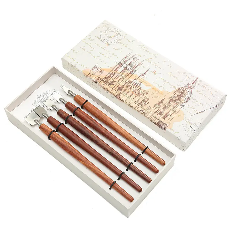 Wood Calligraphy Tools Dip Pen Kit Classic Parallel Nibs Fountain Pen Ancient Arabic Calligraphy Pen Set