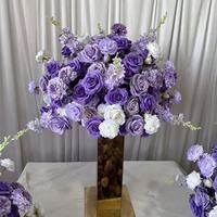 Bola Bunga Sutra Buatan Berkualitas Tinggi Warna Ungu dan Putih untuk Dekorasi Centerpiece Meja Pernikahan