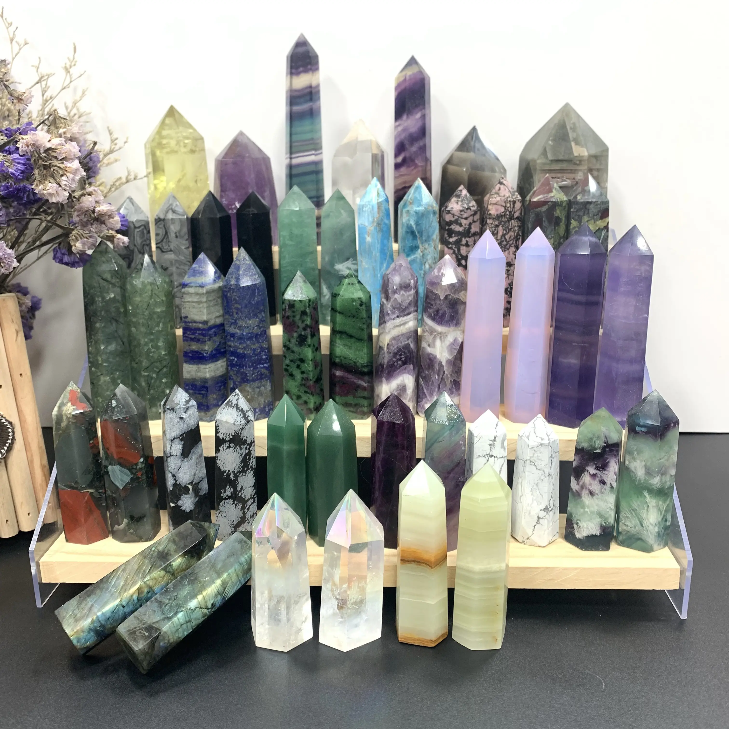 natural clear quartz point wand crystal amethyst tower healing gemstones crystals point crystal wand