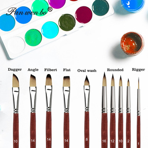 10 pièces rondes pointues appartements Filbert langue de chat ovale lavage poignard formes professionnel <span class=keywords><strong>aquarelle</strong></span> artiste <span class=keywords><strong>pinceau</strong></span> - Product Image 3