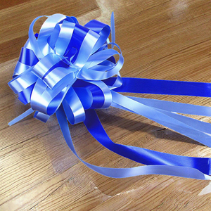 Custom Blue Satin Curlie Bow Gift <b>Ribbon</b> Decor for <b>Wedding</b> Party Occasions Solid Color Woven Feature - Product Image 2