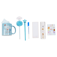 Ensemble de papeterie pour chien mignon avec tasse règle cahier autocollant stylo gel stylo à bille Kawaii fournitures scolaires emballage cadeau de bureau