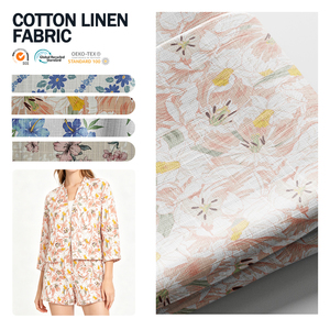 Tela estampada de mezcla de lino y algodón ecológica, tejido a cuadros, suministro al por mayor para la producción masiva de camisas y prendas de vestir. - Product Image 1