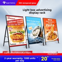 Enseigne publicitaire LED rectangulaire noire sur pied avec verre trempé pour affichage en vitrine de marché nocturne ou entrée de magasin