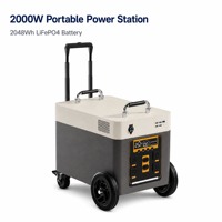 Station d'alimentation portable sur roulettes 2000W 2048Wh Batterie LiFePO4 8S1P 80Ah, 3000+ cycles de vie, Prise en charge du chargement en conteneur