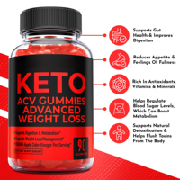 Gummies Keto ACV Formule Avancée pour la Perte de Poids 1000mg Vinaigre de Cidre de Pomme Grenade Vitamines B6 B12 Soutien Métabolique Digestion