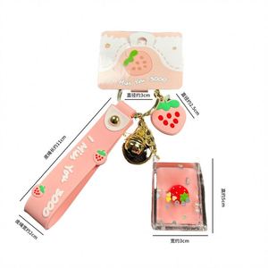 2023 New Cute Kawaii Liquid <b>Key</b> <b>Chain</b> Strawberry Milk Tea Cup Beverage Bottle Keyring Ring Floating Boba Keychain Liquid - Product Image 6