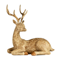 Décoration de salon, statue de cerf vintage en bois, artisanat en résine, décoration de renne, décoration de table en résine de cerf