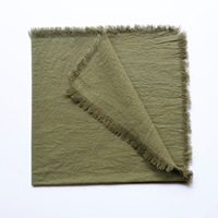 Serviette de table de luxe en coton à bords frangés 45x45cm, couleur unie, pour décoration de table de mariage, style rustique, carrée, pour restaurant, réutilisable