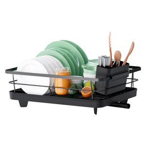 Dish Drainer With <b>Tray</b> Foldable Multi Purpose Retractable Installation Free Quick Dry Kitchen Storage Countertop Drying Rack - Product Image 1