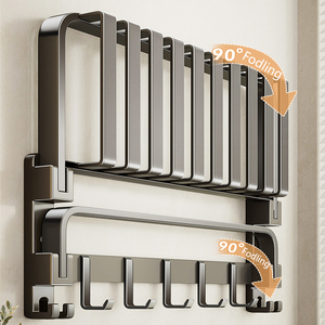 <span class=keywords><strong>Toallero</strong></span> de Baño <span class=keywords><strong>Sin</strong></span> <span class=keywords><strong>Taladro</strong></span>, Soporte Combinado para Toallas, Estante Organizador de Baño Montado en Pared para Almacenamiento en <span class=keywords><strong>Ducha</strong></span> - Product Image 2