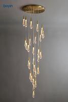 Lustre long moderne en cristal de luxe français, forme goutte d'eau, pour escalier, villa, plafond haut, salon, hôtel, salle à manger, chambre à coucher